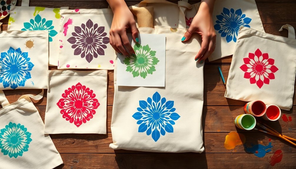 customizable stenciled tote bags