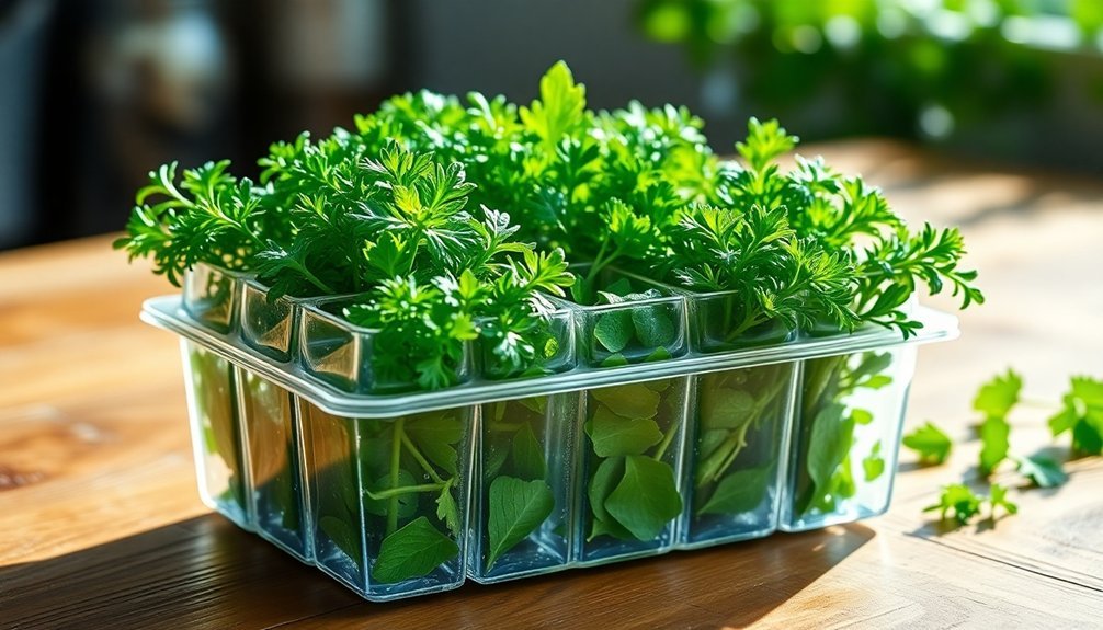 freeze herbs in trays