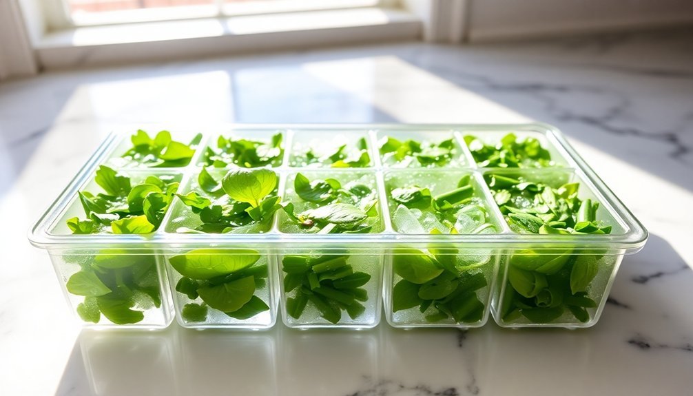 herb freezing ice cube tray
