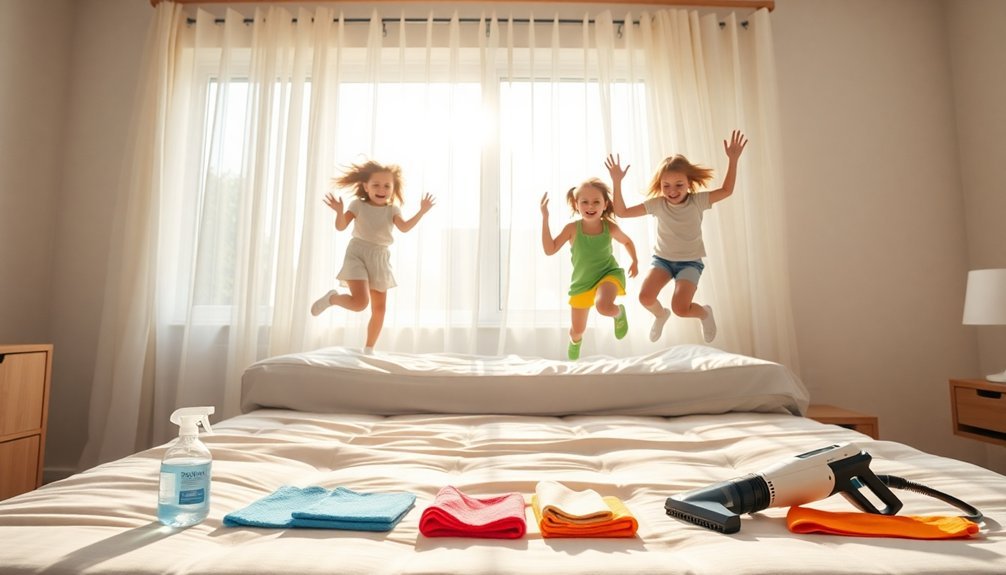 kids cleaning the mattress