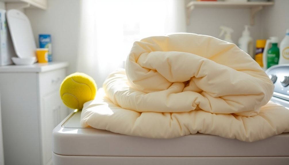 launder comforters with tennis balls