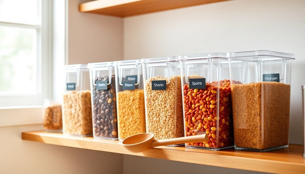 organize pantry with clear bins
