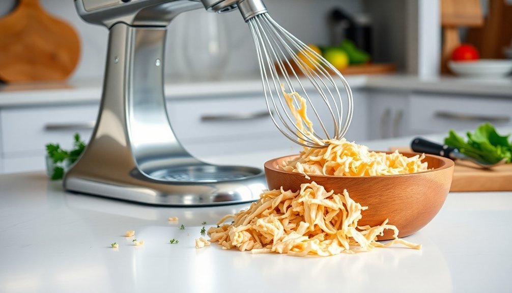 shred chicken using mixer