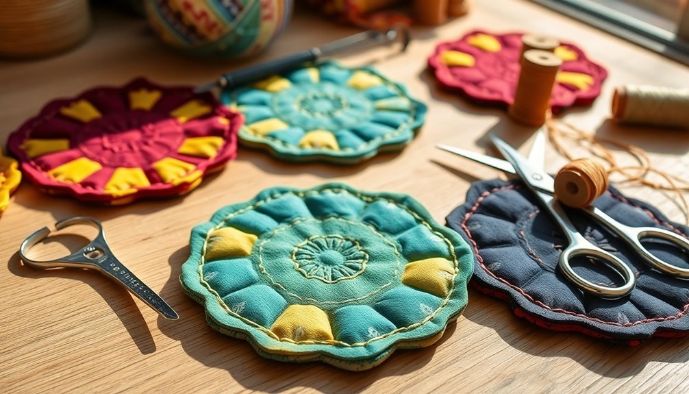upcycled textile drink coasters